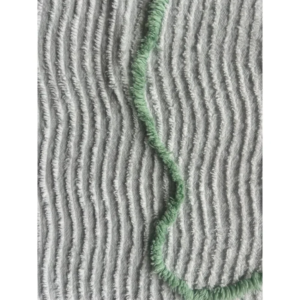 Vintage Chenille Baby Crib Blanket White With Yellow Deer Embroidery Thin Fabric - Picture 4 of 7